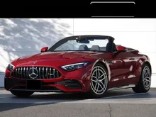 2023 Mercedes-Benz AMG SL43 2.0 Convertible, black soft top, Black Nappa leather interior, retractable rear spoiler, HUD, INCOMING STOCK