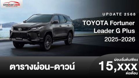 ตารางผ่อน TOYOTA Fortuner Leader G Plus รุ่นย่อยใหม่
