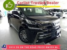 2015 TOYOTA VELLFIRE 2.5 ZG EDITION MPV (ON THE ROAD PRICE)(JBL HOME THEATER SURROUNDED SOUNDS SYSTEM)(PRE CRASH)(MANY UNITS TO CHOICES)(LOCAL AP)2015