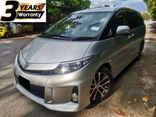 2014 Toyota Estima 2.4 Aeras MPV / 3 YEAR ENGINE & TRANSMISSION WARRANTY / DOUBLE POWER DOOR / FULL LEATHER SEAT / AUTO CRUISE / REVERSE CAMERA / LIMI
