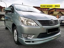2013 Toyota Innova 2.0 G (A) 1 OWNER - F/BODYKIT - LOW MILEAGE - ORIGINAL PAINT - ORIGINAL CONDITION - PERFACT LIKE NEW - VIEW TO BELIEVE....