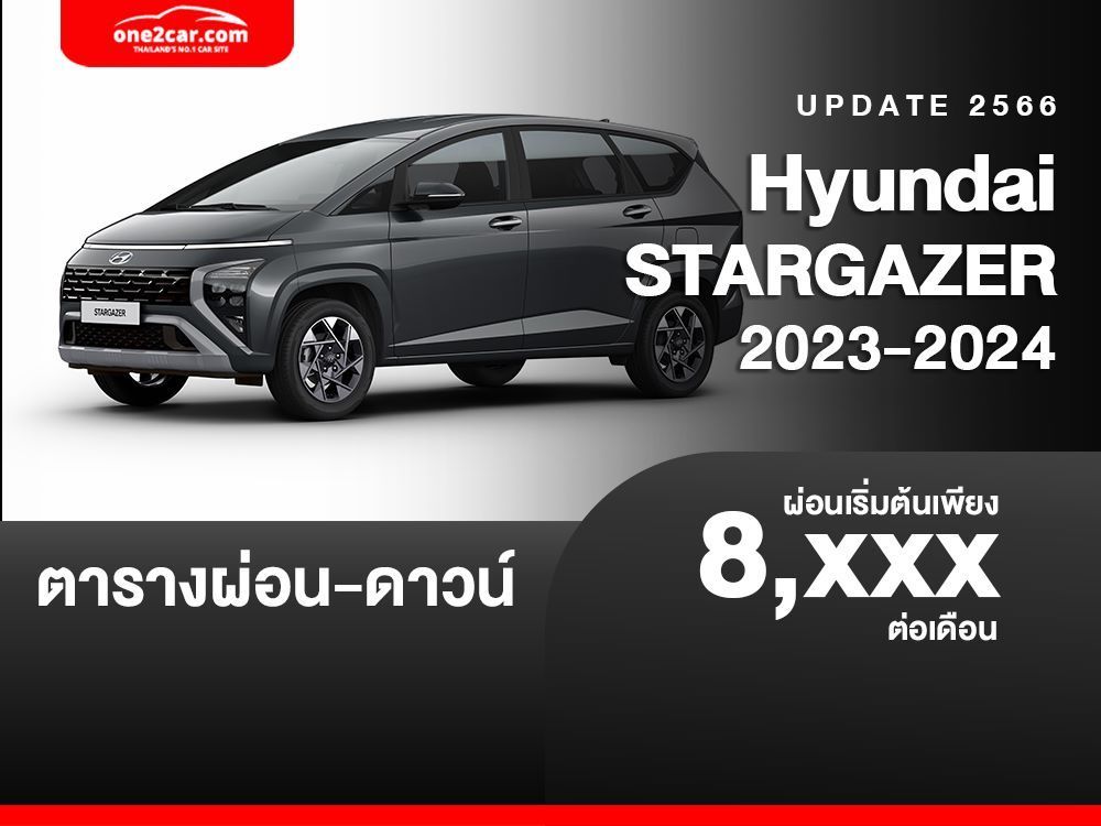 ตารางผ่อน Hyundai STARGAZER 2023-2024  (น่าสนใจไหม)