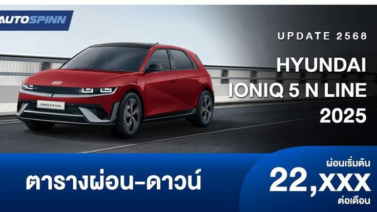 ตารางผ่อน HYUNDAI IONIQ 5 N Line 2025 รถไฟฟ้ารุ่นย่อยใหม่ วิ่งได้ไกลขึ้น