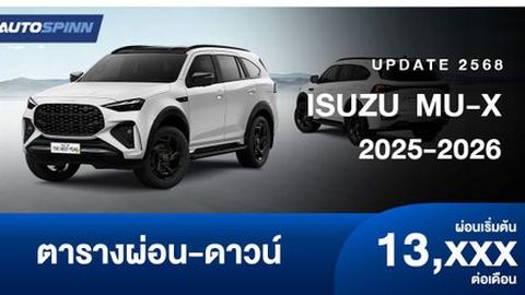 ตารางผ่อน ISUZU MU-X 2025-2026 เพิ่มออปชั่น ราคาเดิมทุกรุ่นย่อย