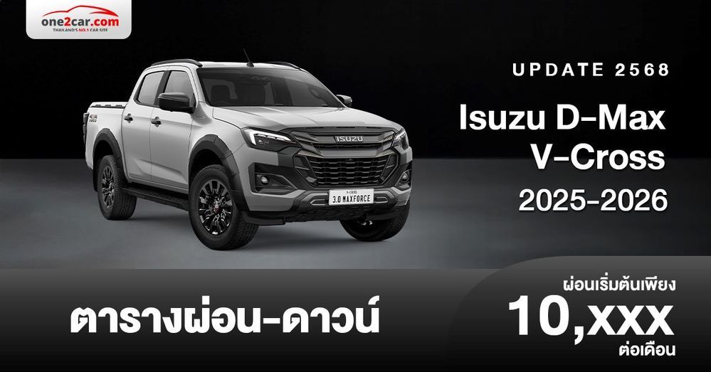 ตารางผ่อน Isuzu D-Max V-Cross อัปเกรดระบบ ADAS