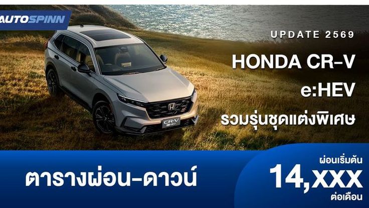 ตารางผ่อน Honda CR-V e:HEV รวมรุ่นชุดแต่งพิเศษ