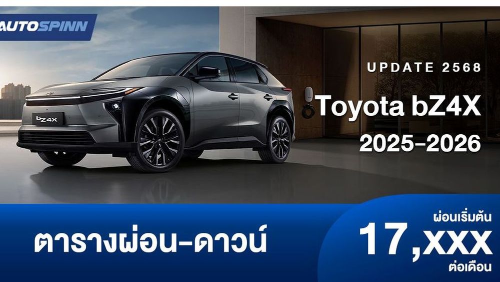 ตารางผ่อน Toyota bZ4X รถยนต์ไฟฟ้า D-SUV อเนกประสงค์ใหม่ 