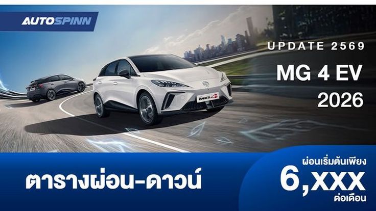 ตารางผ่อน MG4 EV ราคาปรับเพิ่มอย่างเป็นทางการ