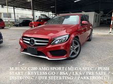 2017 Mercedes-Benz C200 2.0 AMG SPORT ** MEGA SPEC / PUSH START / KEYLESS GO / BSA / LKA / PRE SAFE / DISTRONIC / PARKTRONIC ** FREE 5 YR WARRANTY **