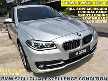 2013 BMW 520i 2.0 Sedan LOCAL LCI (A) EXCELLENCE CONDITION WITH FULL SERVICE RECORD ORI PAINT LOW MILEAGE LCD METER POWER LEATHER SEAT