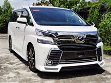 2016 TOYOTA VELLFIRE 2.5 ZG EDITION UNREG - JAPAN ADMIRATION BODYKIT - JAPAN HD PLAYER - JAPAN ROOF MONITOR - PILOT SEAT - 3 YEARS WARRANTY