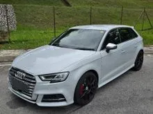 2021 Audi S3 2.0 Hatchback BLACK INTERIOR 18 INCH AFTER MARKET SPORT RIM KEYLESS PUSH START R/C MATRIX LED LAMP MMI PACK ASSIST BSM HALF LEATHER SEAT