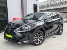 2015 Lexus NX 200t 2.0 F Sport (A) Mark Levinson Sound, 360 Camera, Panoramic Roof, Power Boot, BSM, Paddle Shift, 2 Tone Leather Seat, 18inch Rim SUV