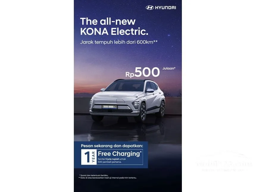 Jual Mobil Hyundai Kona 2024 Electric Prime Long Range di DKI Jakarta Automatic Wagon Biru Rp 500.000.000
