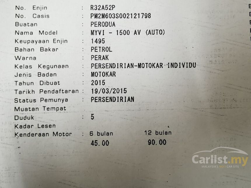 Used 2015 Perodua Myvi 1.5 Advance (A) 1 OWNER - F/SERVICE RECORD ...
