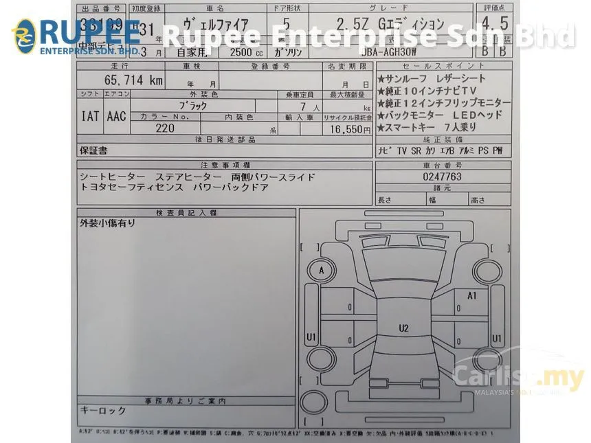 2019 Toyota Vellfire ZG MPV