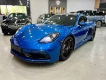 2019 Porsche 718 2.5 Cayman GTS Blue (Sport Exhaust Mode, Alcantara Roof, Sport Chrono, GTS Bucket Seat, PASM, PCM, Alcantara Door Panel)