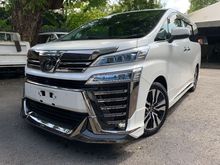 2019 Toyota Vellfire 2.5 ZG 5A (PROMOTION PRICE WITH SST) SUNROOF,MODELLISTA , PRE CRASH, LKA, 3 POWER DOOR ,PILOT SEATS, UNREG