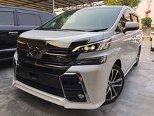 2016 Toyota Vellfire 2.5 ZG FULL LEATHER FULL SPECS UNREG *** TRD SPORTS RIM + 4 CAMERA + FULL LEATHER + JBL SOUND SYSTEM + HOME THEATRE ***