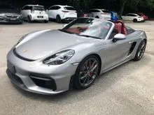 2021 PORSCHE 718 SPYDER 4.0 (M)  6-SPEED MANUAL  ONLY 6,731KM  RED & BLACK INT  SPORT EXHAUST SPORT CHRONO