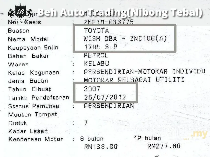 2007 Toyota Wish MPV