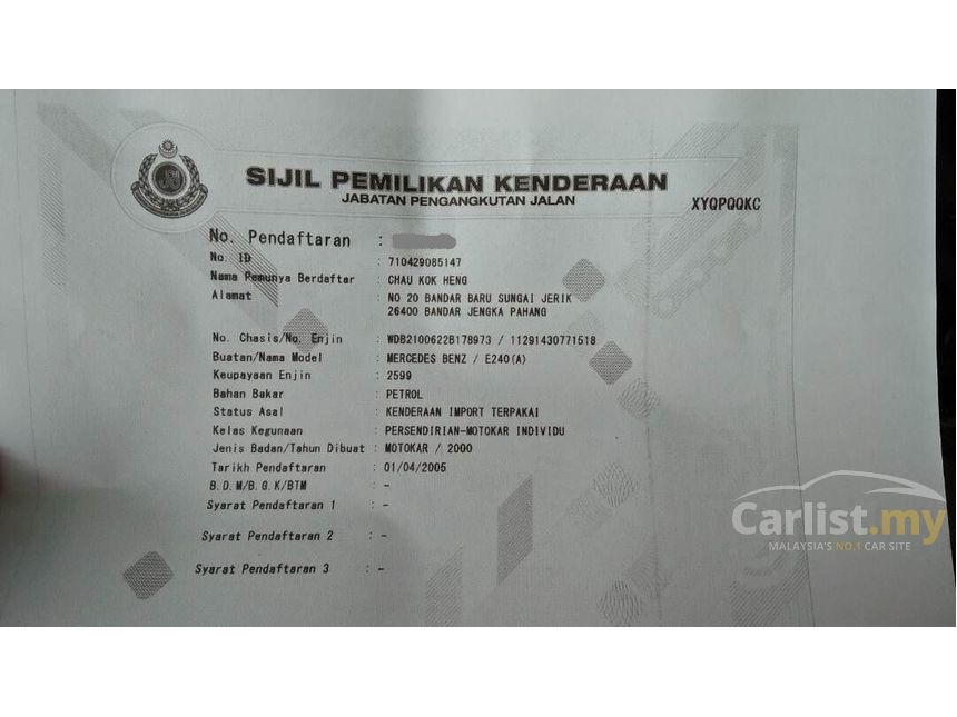 Mercedes-Benz E240 2000 Elegance 2.4 in Pahang Automatic 
