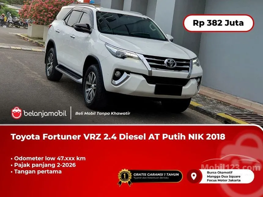 Jual Mobil Toyota Fortuner 2018 VRZ 4X2 2.4 di DKI Jakarta Automatic SUV Putih Rp 379.000.000