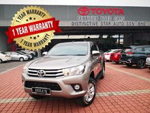 2017 Toyota Hilux 2.4G AT 4x4 Pickup + FREE Warranty + FREE 1 Year Service by Authorized Toyota Dealer