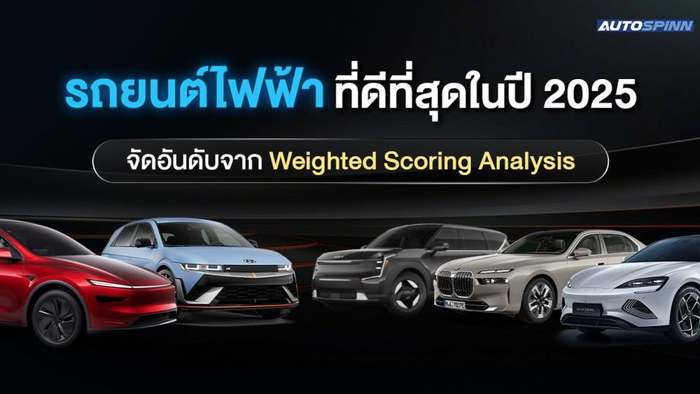 รถยนต์ไฟฟ้าที่ดีที่สุดในปี 2025 จัดอันดับจาก Weighted Scoring Analysis