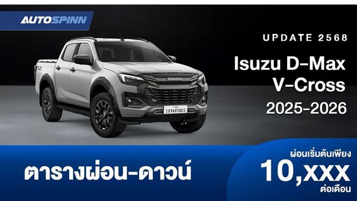 ตารางผ่อน Isuzu D-Max V-Cross 2025-2026 เพิ่มออปชั่นใหม่