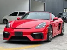 2021 Porsche 718 4.0 Spyder Auto Convertible Soft Top Unregistered Japan Spec 414 Hp 0-100 km/h 4.4 sec Half Leather Seats Manual Adjust Seats Sport E
