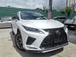 Recon 2020 Lexus RX300 2.0 F Sport SUV GRADE 5/A RED INTERIOR/PANAROMIC ROOF/SURROUND CAM/HUD/BSM/FULL LEATHER SEATS/POWER BOOT UNREGISTERED