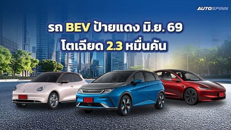 จดทะเบียนรถ BEV ป้ายแดง มิ.ย. 69 โตเฉียด 2.3 หมื่นคัน 