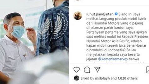Luhut Melihat Langsung Mobil Listrik Hyundai, Lalu Cerita di Medsos