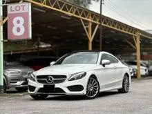 2016 Mercedes-Benz C180 1.6 AMG Coupe W205 SUNROOF KEYLESS Distronic Plus HUD 55K KM ONLY Full Spec W205