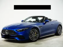 2023 Mercedes-Benz AMG SL43 2.0 Convertible, HUD, black leather interior, Panamericana grille, yellow calipers, ventilated seats, INCOMING STOCK
