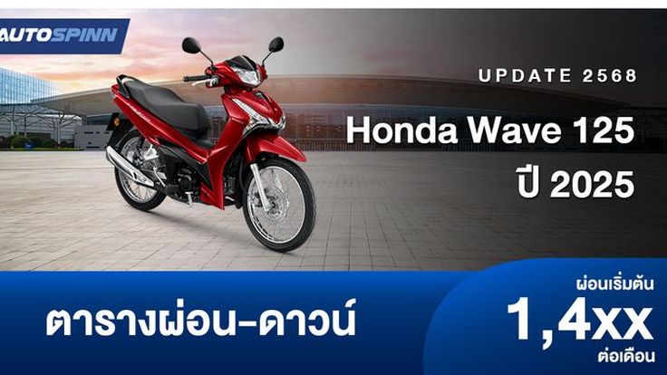 ตารางผ่อน ดาวน์ 2025 Honda Wave 125 เริ่มต้น 1,500 มีทอน