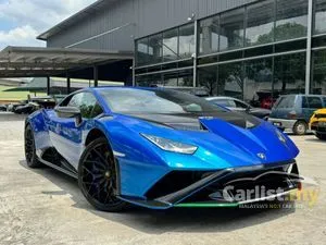 2021 Lamborghini Huracan 5.2 STO Coupe BRAND NEW CAR 400KM ONLY CARBON CERAMIC BRAKE SUSPENSION LIFTER BLUE TWO TONE INTERIOR CARBON FENDER AND MORE