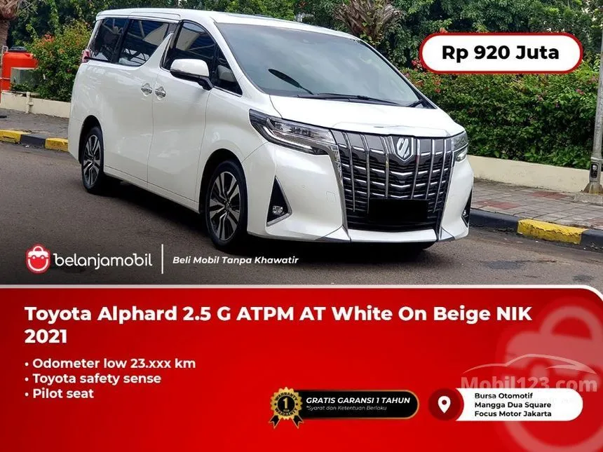 Jual Mobil Toyota Alphard 2021 G 2.5 di DKI Jakarta Automatic MPV Putih Rp 920.000.000