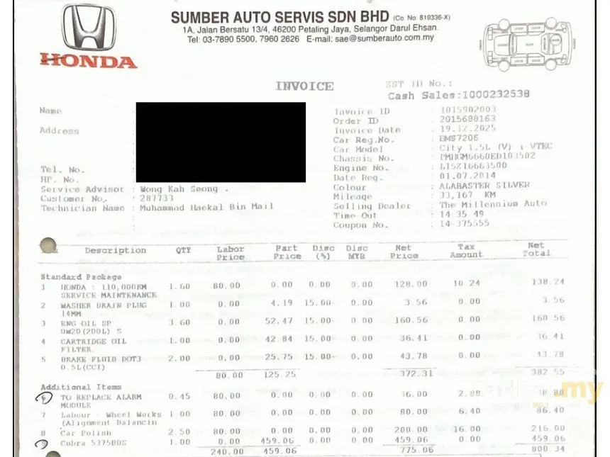 2015 Honda City V Sedan