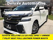 2017 Toyota Vellfire 2.5 MPV ZG FULL SPEC 1 OWNER POWER BOOTS 2 POWER DOOR 7PILOT SEAT FULL LEATHER