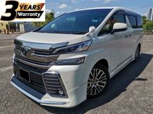 2018 Toyota Vellfire 2.5 Z G Edition MPV / 3 YEARS ENGINE & TRANSMISSION WARRANTY / PILOT SEAT / POWER DOOR & BOOT / ALPINE IN CAR ENTERTAINMENT