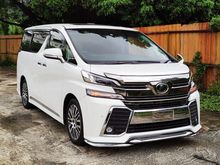 2017 TOYOTA VELLFIRE 2.5 ZG UNREG - ORIGINAL MILEAGE 14000KM - SUNROOF - PRE CRASH SYSTEM - ALPINE EX11V JAPAN PLAYER - YEAR END CHRISTMAS OFFER CNY