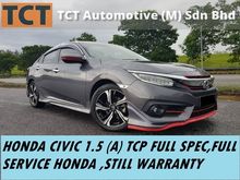 2016 HONDA CIVIC FC 1.5 (A) TCP UNDER WARRANTY HONDA,FULL SERVICE HONDA RECORD