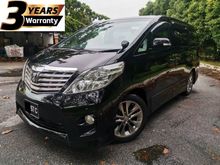 2012 Toyota Alphard 2.4 G 240X MPV / 3 YEAR ENGINE & TRANSMISSION WARRANTY / POWER BOOT / TWIN SUNROOF / LOW MILEAGE / VVIP PLATE NO / LIMITED STOCK