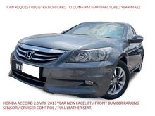 【ACTUAL MANUFACTURING 2013】FULL SERVICE RECORD BY HONDA , VTI-L FULL LEATHER SEAT , FRONT BUMBER PARKING SENSOR , Honda Accord 2.0 i-VTEC