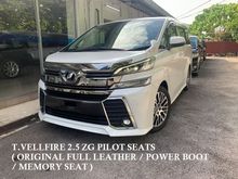 2015 Toyota Vellfire 2.5 ZG PILOT SEATS ** ORIGNAL FULL LEATHER SEATS / POWER BOOT / MEMORY SEAT ** FREE 5 YEAR WARRANTY ** FREE SMART TAG ** GRAB IT