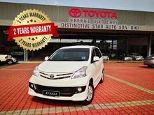 2014 Toyota Avanza 1.5 AT + FREE 2 YEARS WARRANTY + FREE 2 YEARS SERVICE BY AUTHORIZED TOYOTA SERVICE CENTRE