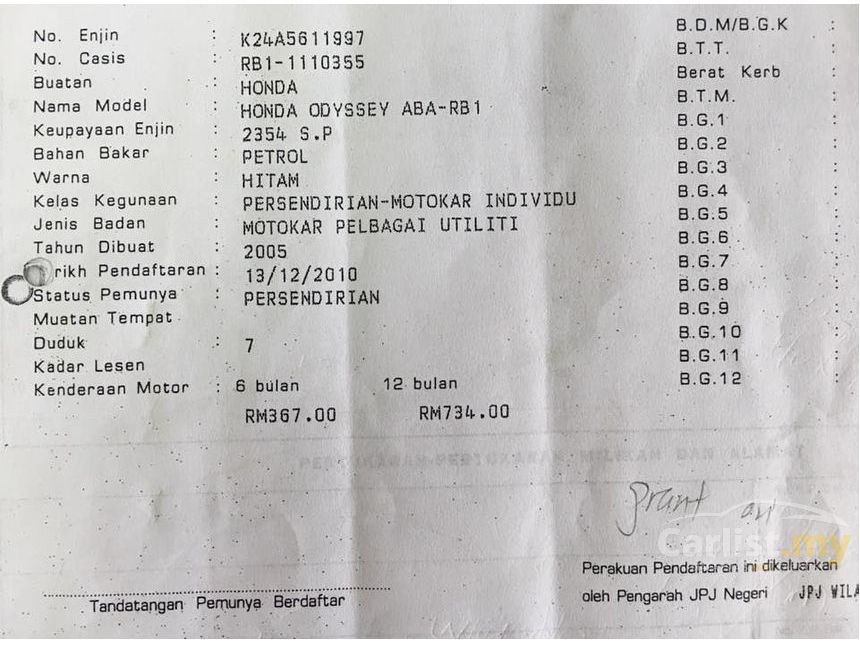 Honda Odyssey 2005 Absolute 2.4 in Selangor Automatic MPV 