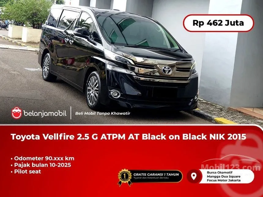 Jual Mobil Toyota Vellfire 2015 G 2.5 di DKI Jakarta Automatic MPV Hitam Rp 462.000.000